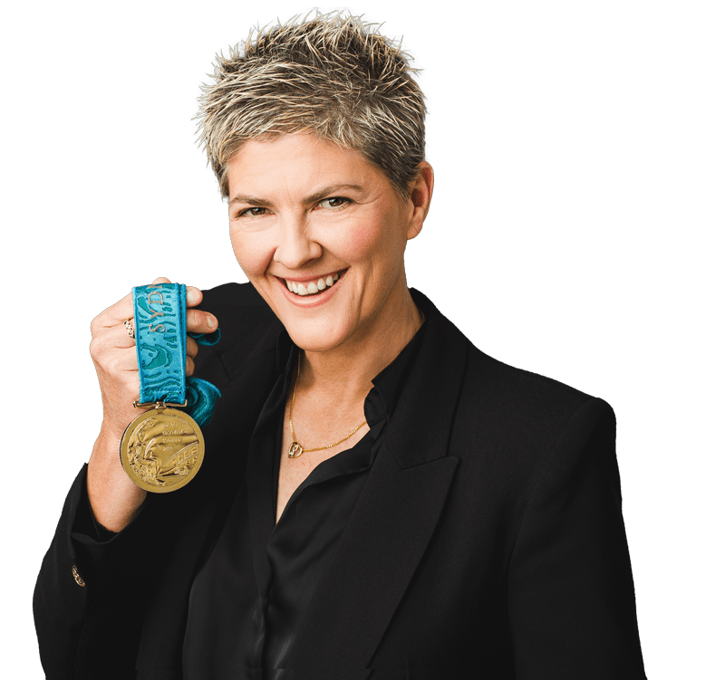 Natalie Cook OAM OLY with her Sydney 2000 Olympic gold medal