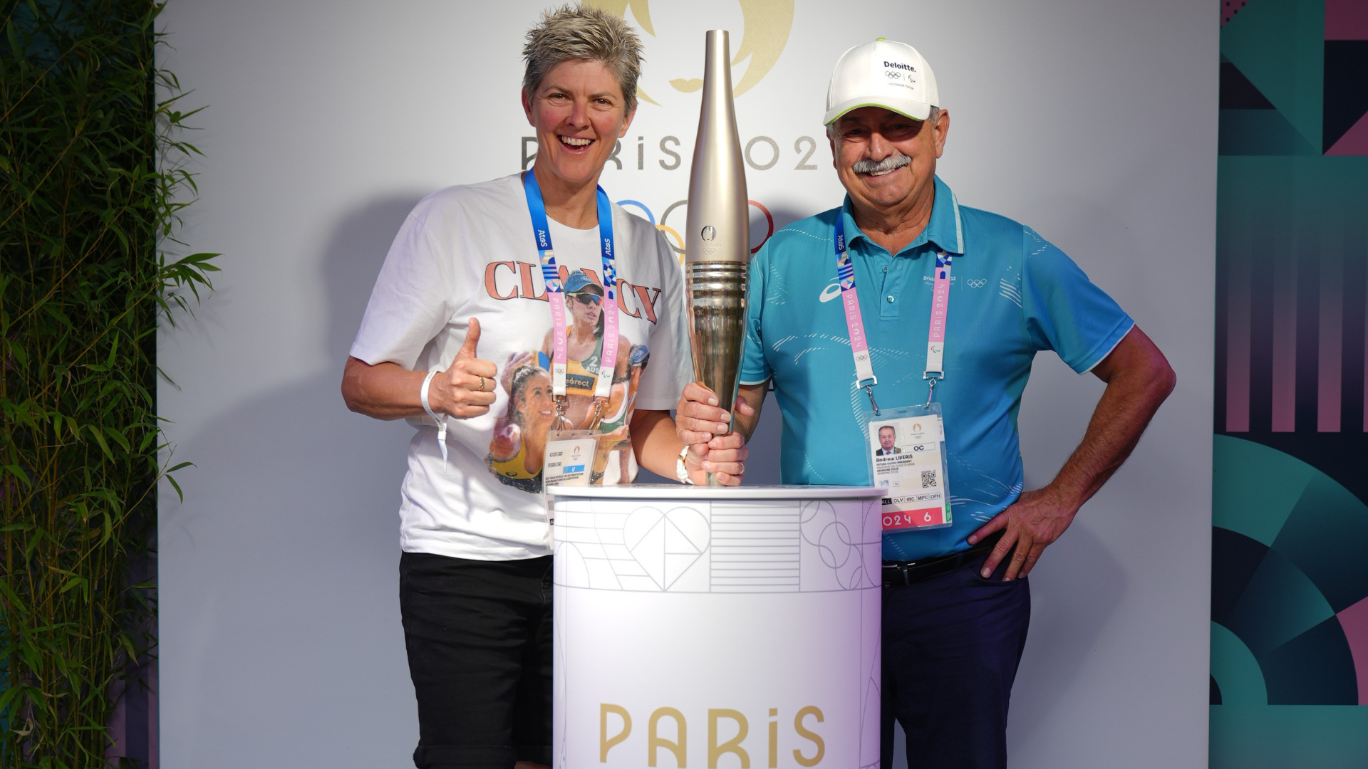 Nat Cook - Paris 2024 - with Anthony Liveris with the Paris 2024 Olympic flame